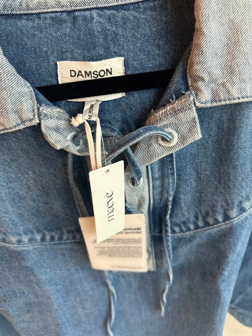 Damson Madder Women's Blue Denim Lace-Up Pullover Jacket - Picture 2 of 6